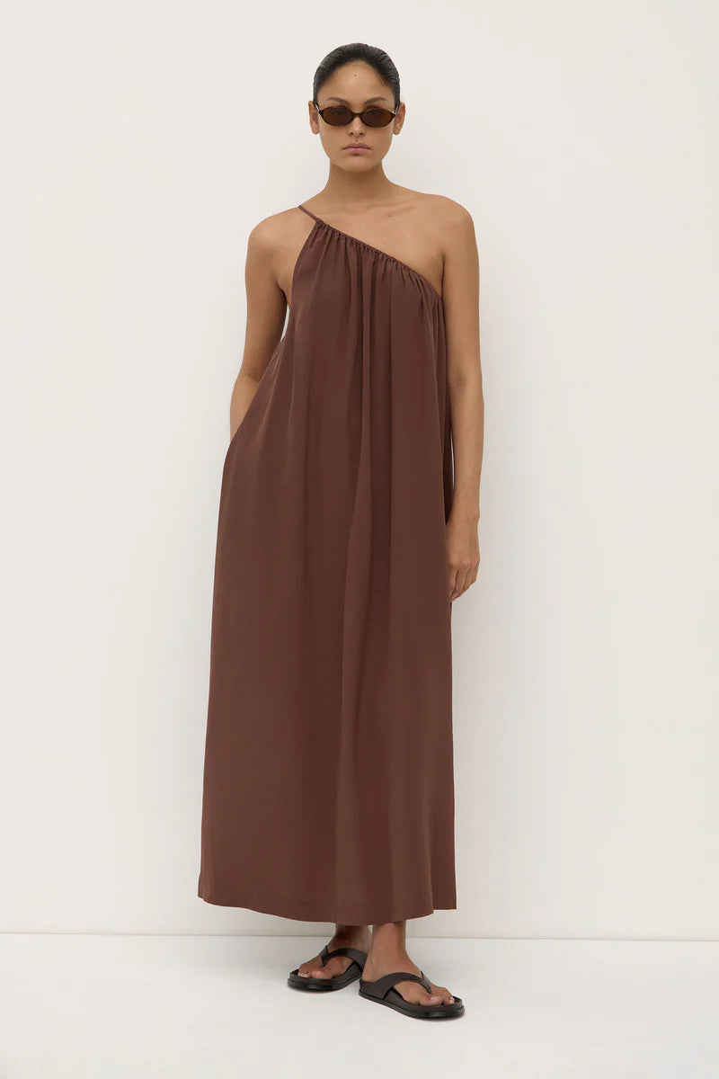 MILA ASYMMETRICAL MAXI DRESS | ESPRESSO