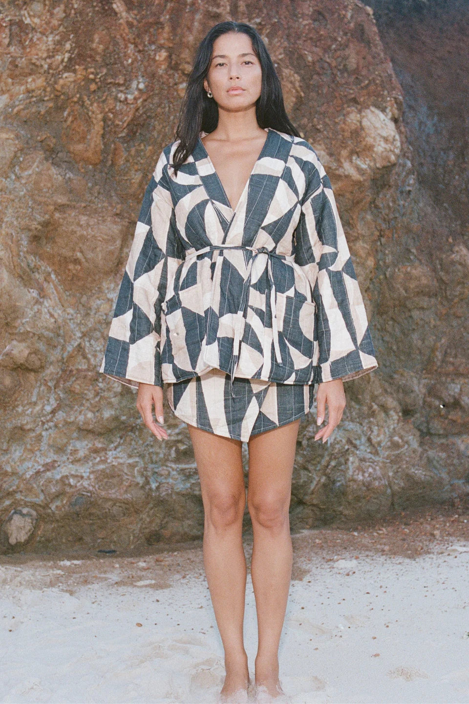 MOSAIC QUILTED LINEN BLEND REVERSIBLE JACKET