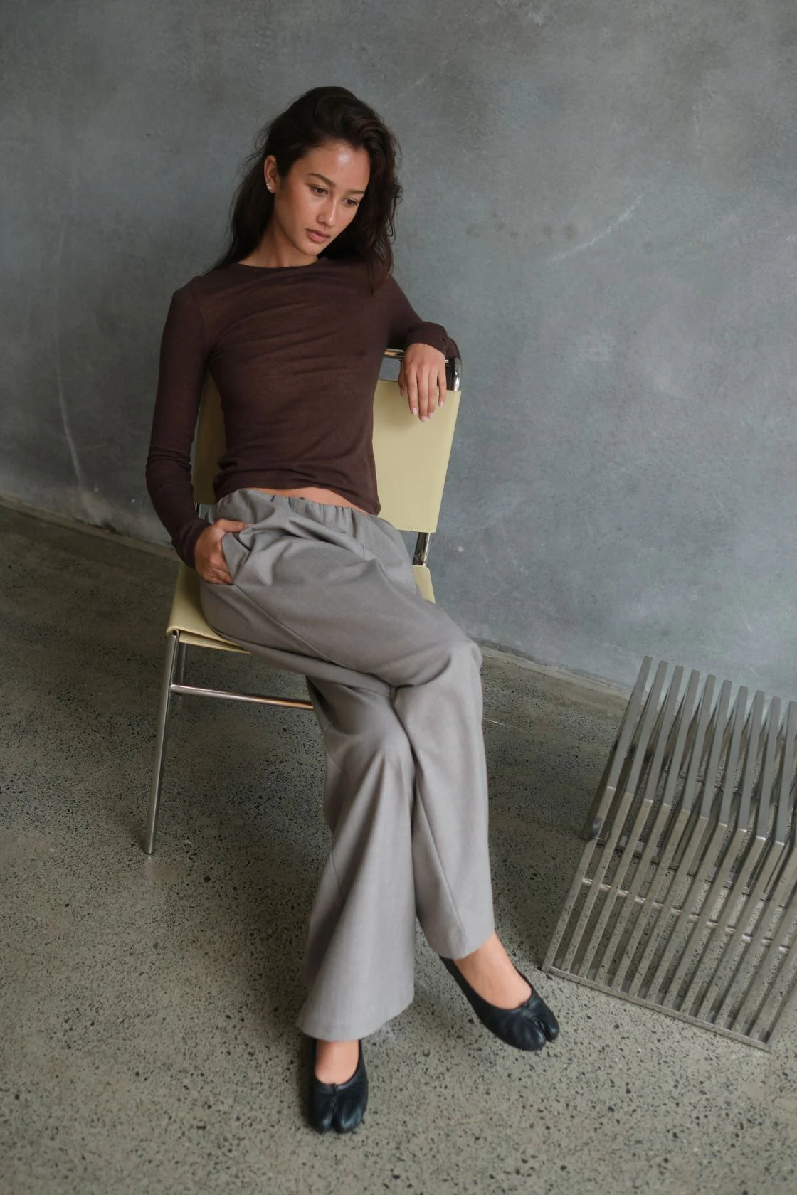 ANNIKA PANT | TAUPE BLUE PINSTRIPE