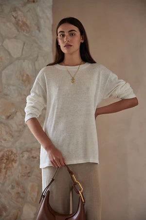 HUGO LONG SLEEVE TSHIRT | CREAM