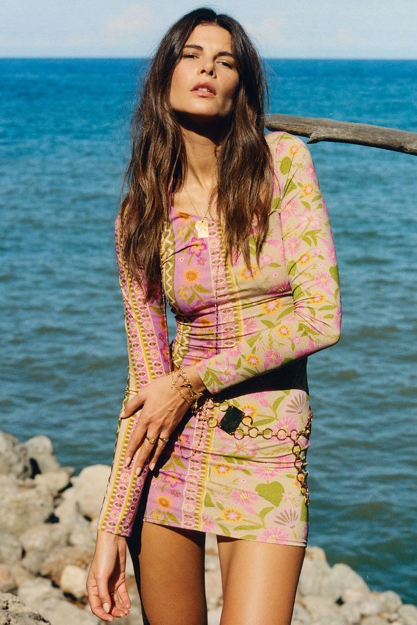 GOLDIE SHIMMER MINI DRESS | DESERT ROSE