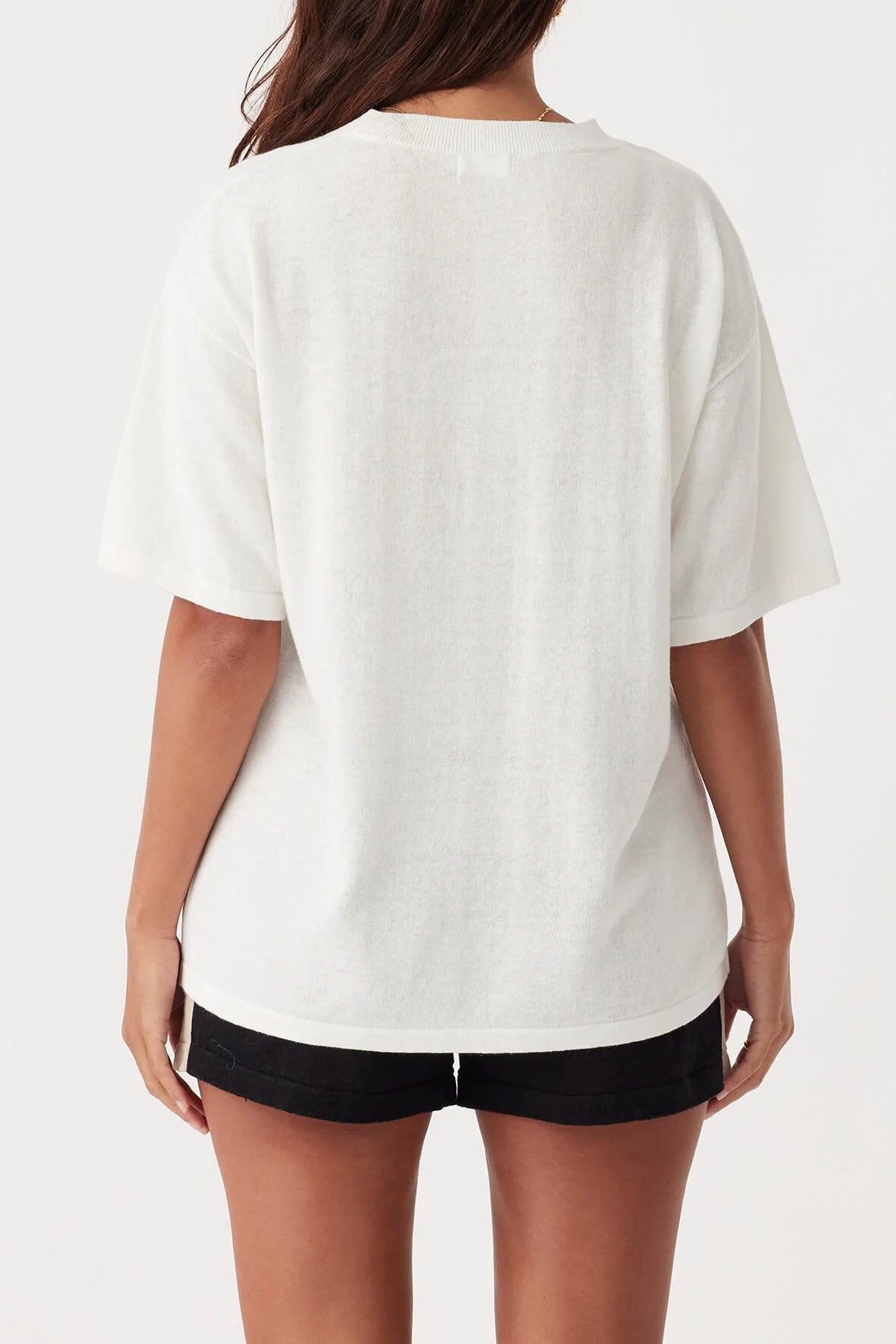 HAZEL ORGANIC COTTON-LINEN TSHIRT | CREAM & BLACK