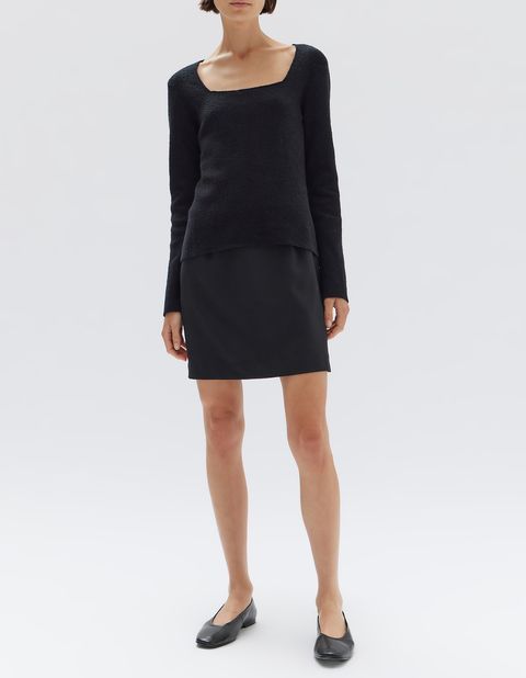 MEREDITH SQUARE NECK LONG SLEEVE TOP | BLACK