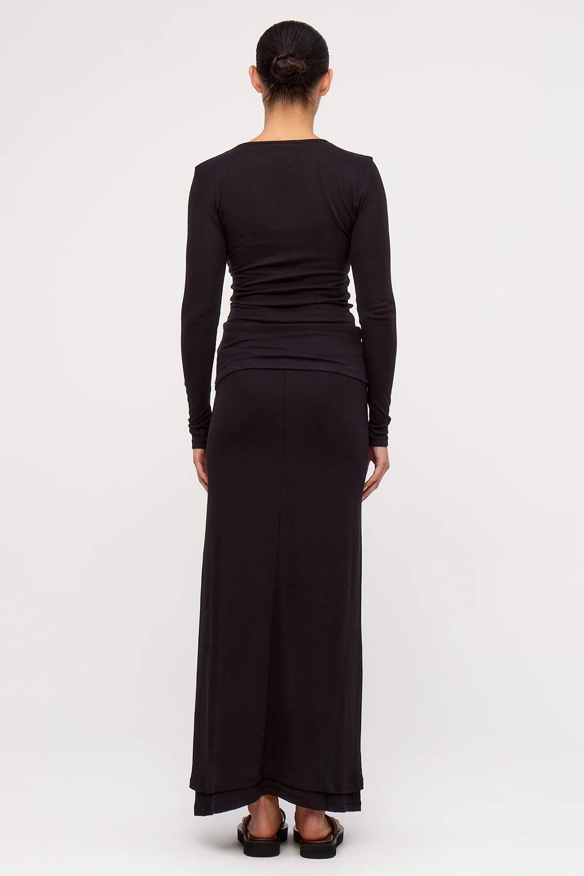 RIB HEMP LONG SLEEVE TOP | BLACK
