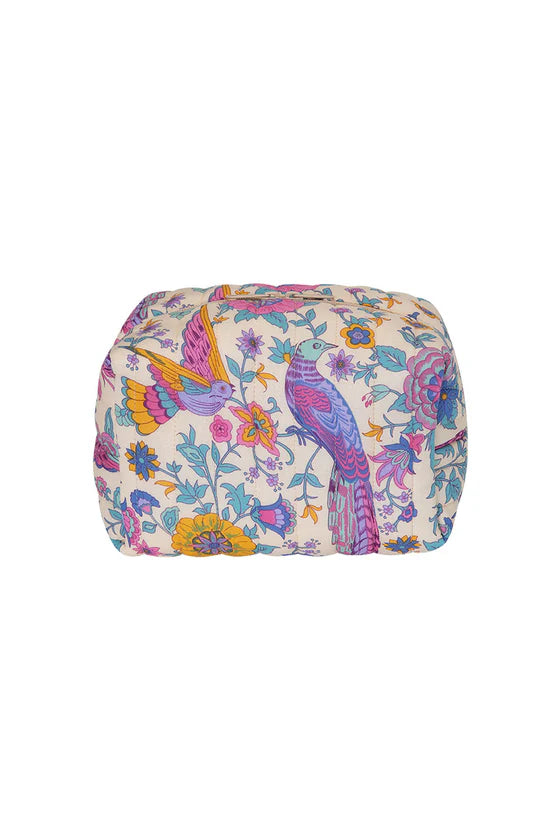 RENEW QUILTED MEDIUM MAKEUP BAG - LOVEBIRD