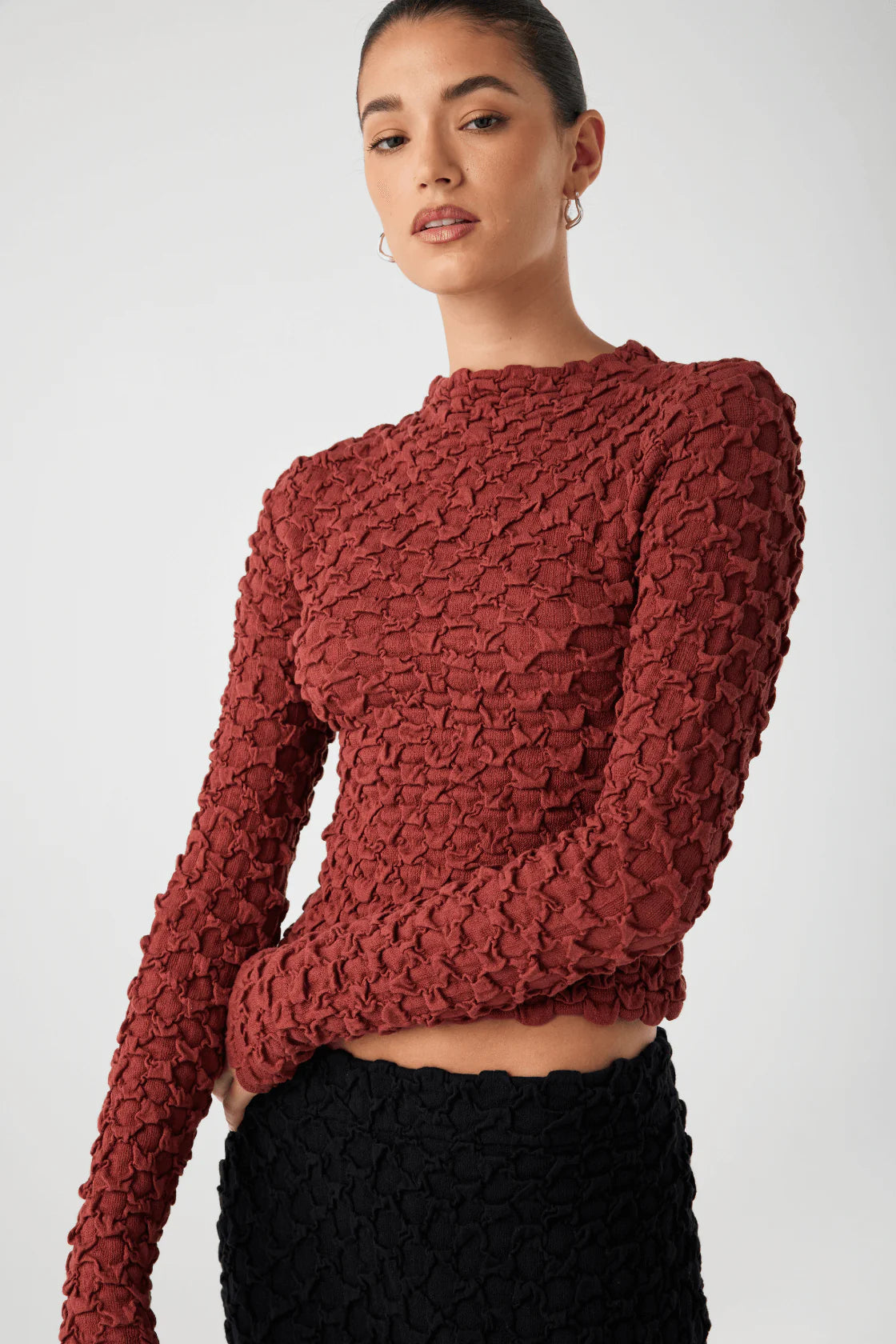 SUVI HIGH NECK TOP | HALF RED