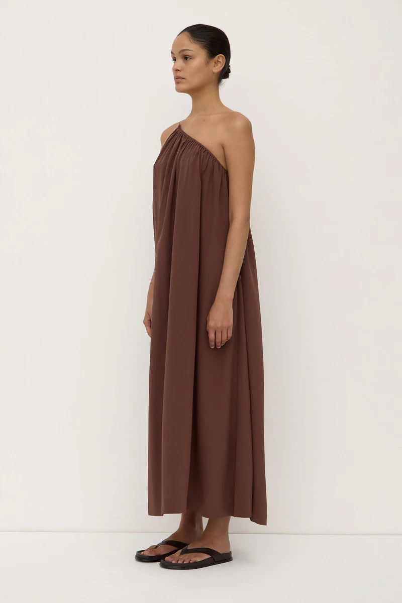 MILA ASYMMETRICAL MAXI DRESS | ESPRESSO