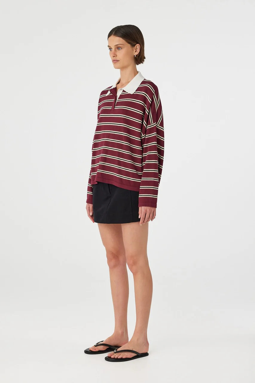 RAYNE KNIT JERSEY | MERLOT STRIPE