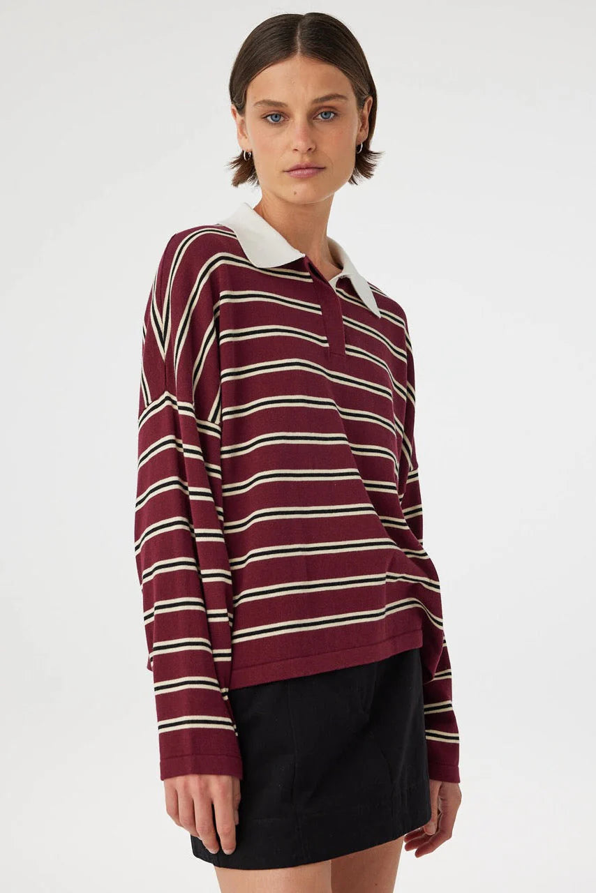 RAYNE KNIT JERSEY | MERLOT STRIPE