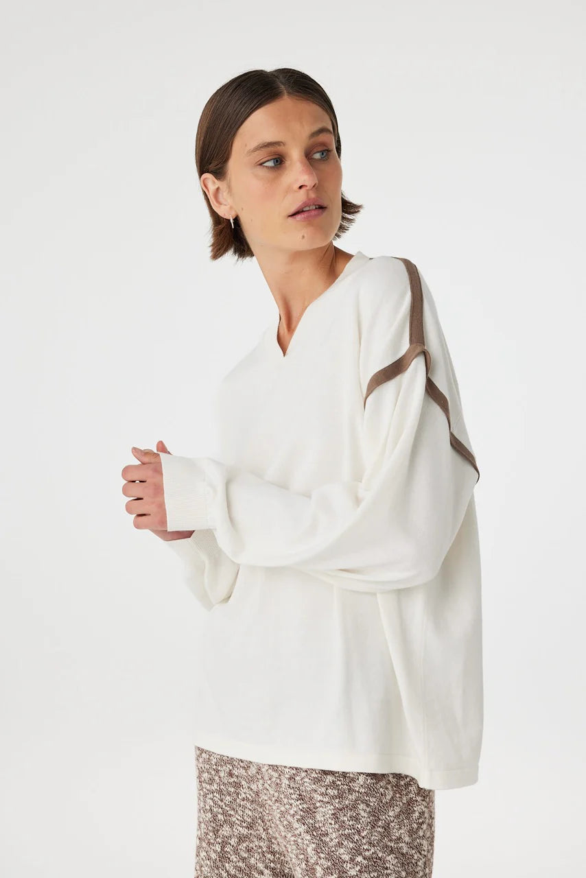 EDEN LONG SLEEVE TEE | CREAM & ESPRESSO