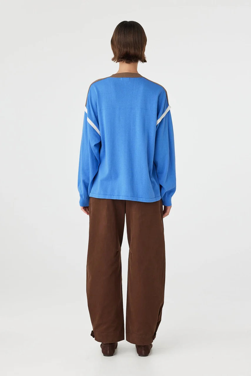 EDEN LONG SLEEVE TEE | ROYAL BLUE & ESPRESSO