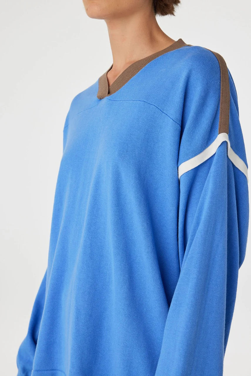 EDEN LONG SLEEVE TEE | ROYAL BLUE & ESPRESSO