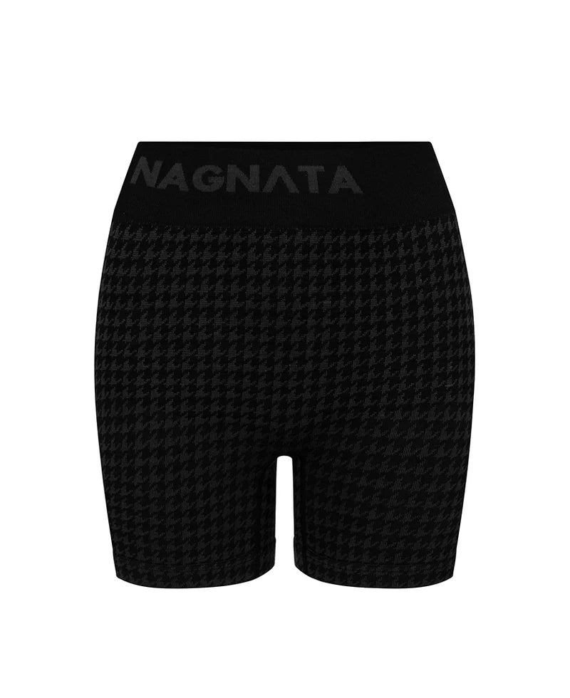 HOUNDSTOOTH WOOL MINI SHORT | BLACK