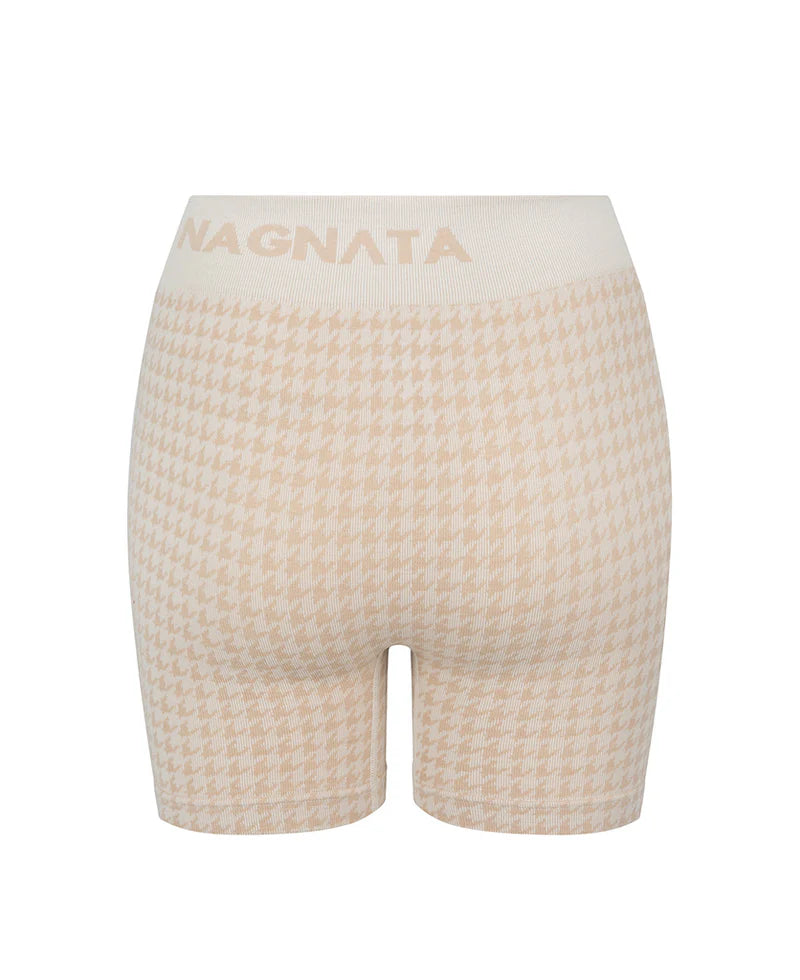 HOUNDSTOOTH WOOL MINI SHORT | BONE WHITE