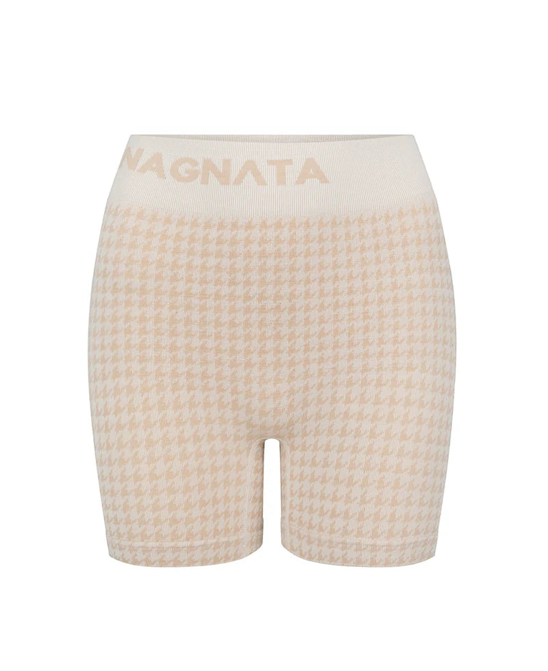 HOUNDSTOOTH WOOL MINI SHORT | BONE WHITE
