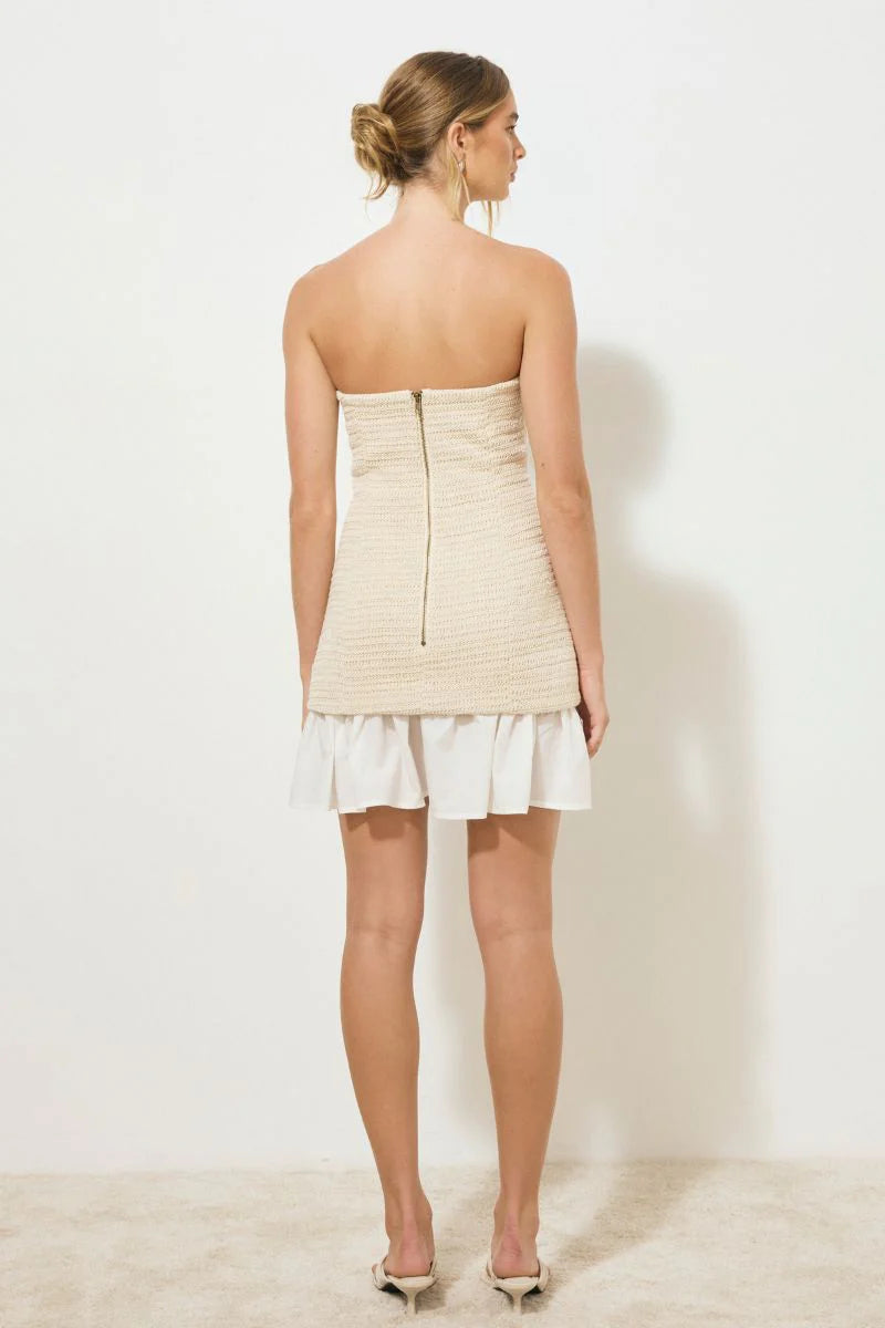 DELMAR MINI DRESS NATURAL / WHITE
