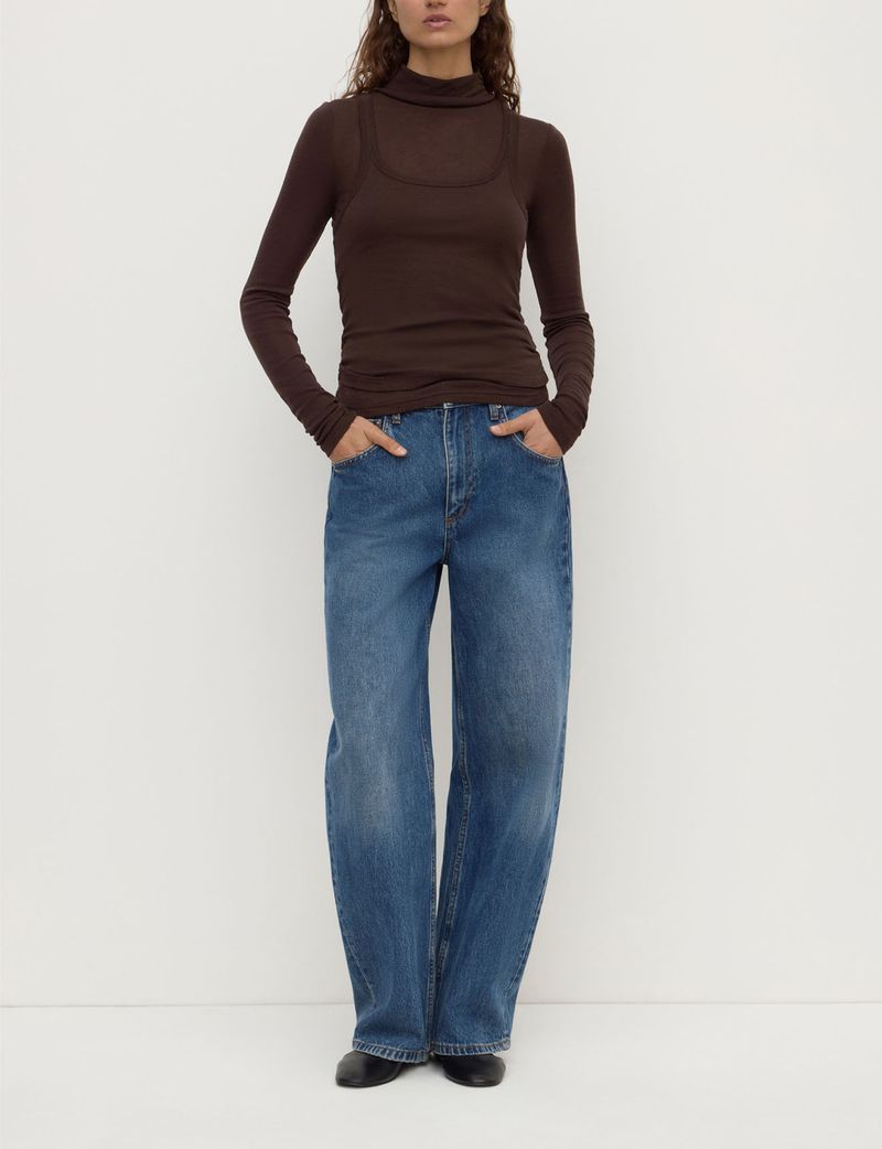 NORA MERINO WOOL LAYERED TURTLENECK | GANACHE