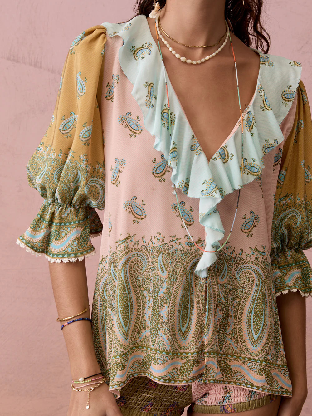 Lucent Silk Ruffle Blouse