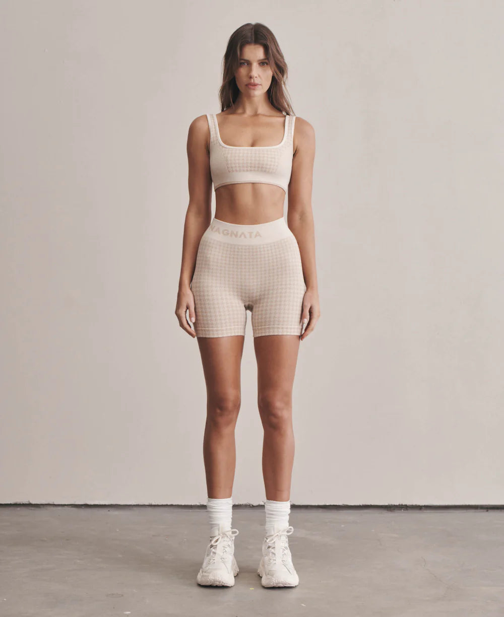 HOUNDSTOOTH WOOL BRALET | BONE WHITE