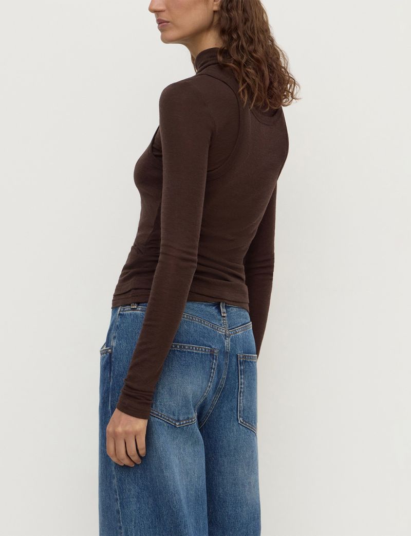 NORA MERINO WOOL LAYERED TURTLENECK | GANACHE
