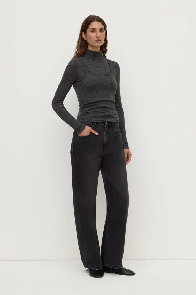 NORA MERINO WOOL LAYERED TURTLENECK | CHARCOAL MARLE