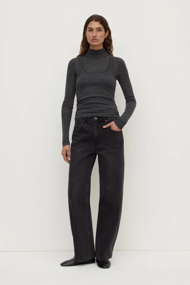 NORA MERINO WOOL LAYERED TURTLENECK | CHARCOAL MARLE