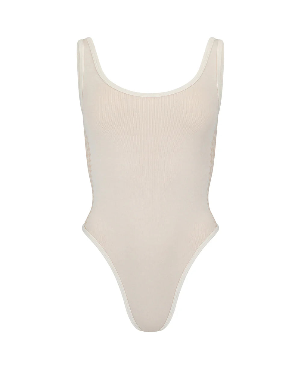 HOUNDSTOOTH WOOL BODYSUIT | BONE WHITE