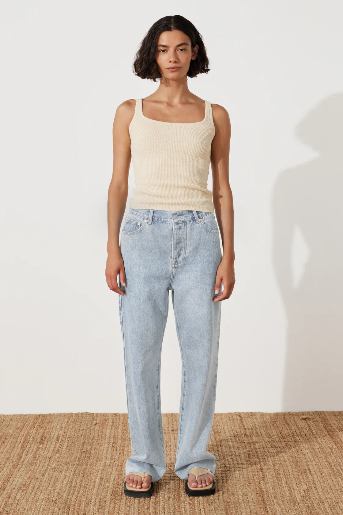 RECYCLED COTTON MID RISE JEAN | LIGHT WASH