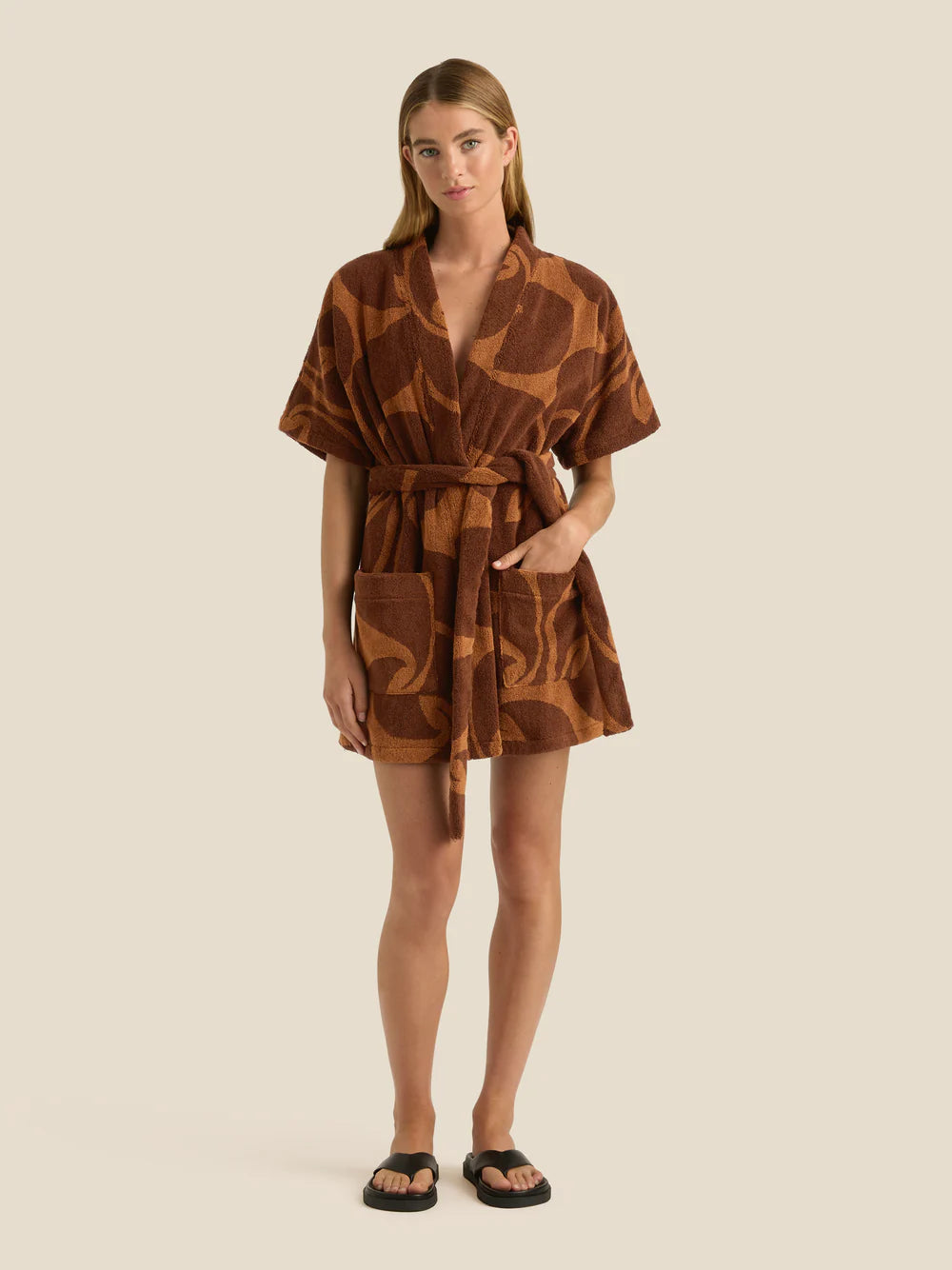 TOWELLING MINI ROBE | WAVE UMBER