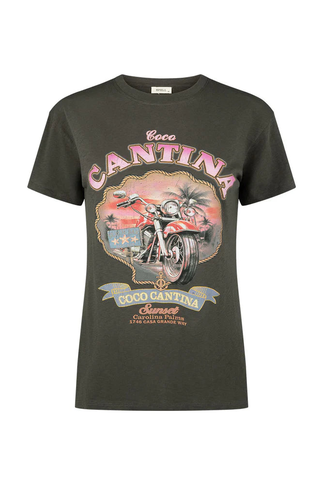 COCO CANTINA BIKER TEE | CHARCOAL