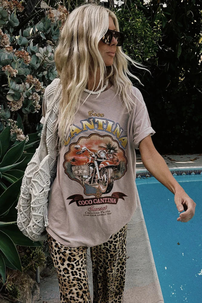 COCO CANTINA BIKER TEE | TAUPE