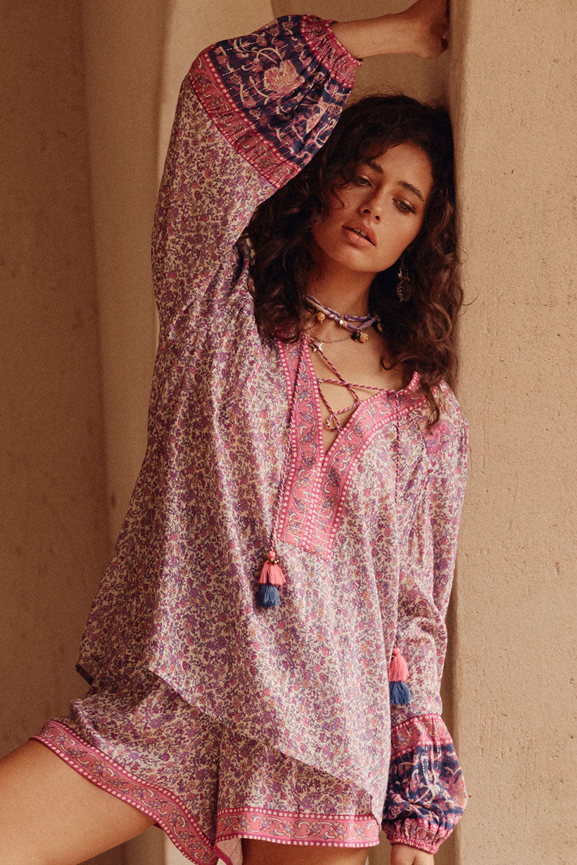 LITTLE BIRD LACE UP BLOUSE | BERRY