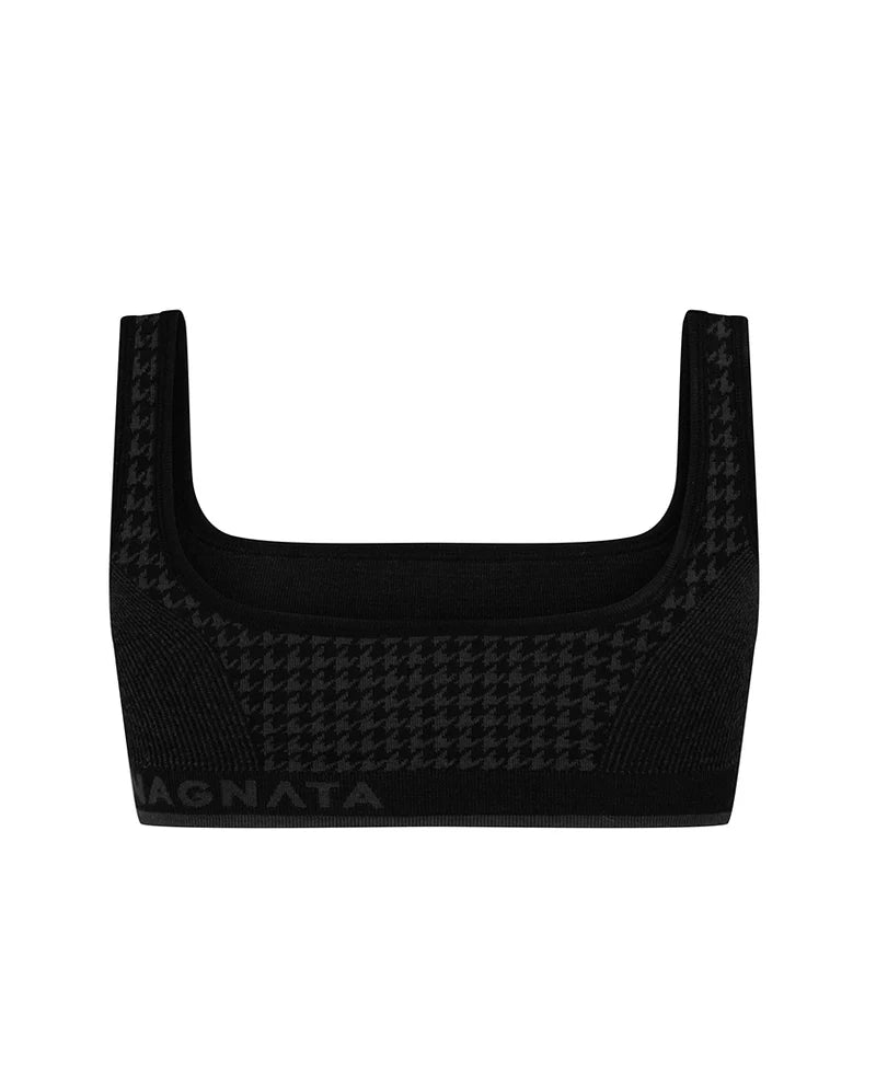 HOUNDSTOOTH WOOL BRALET | BLACK