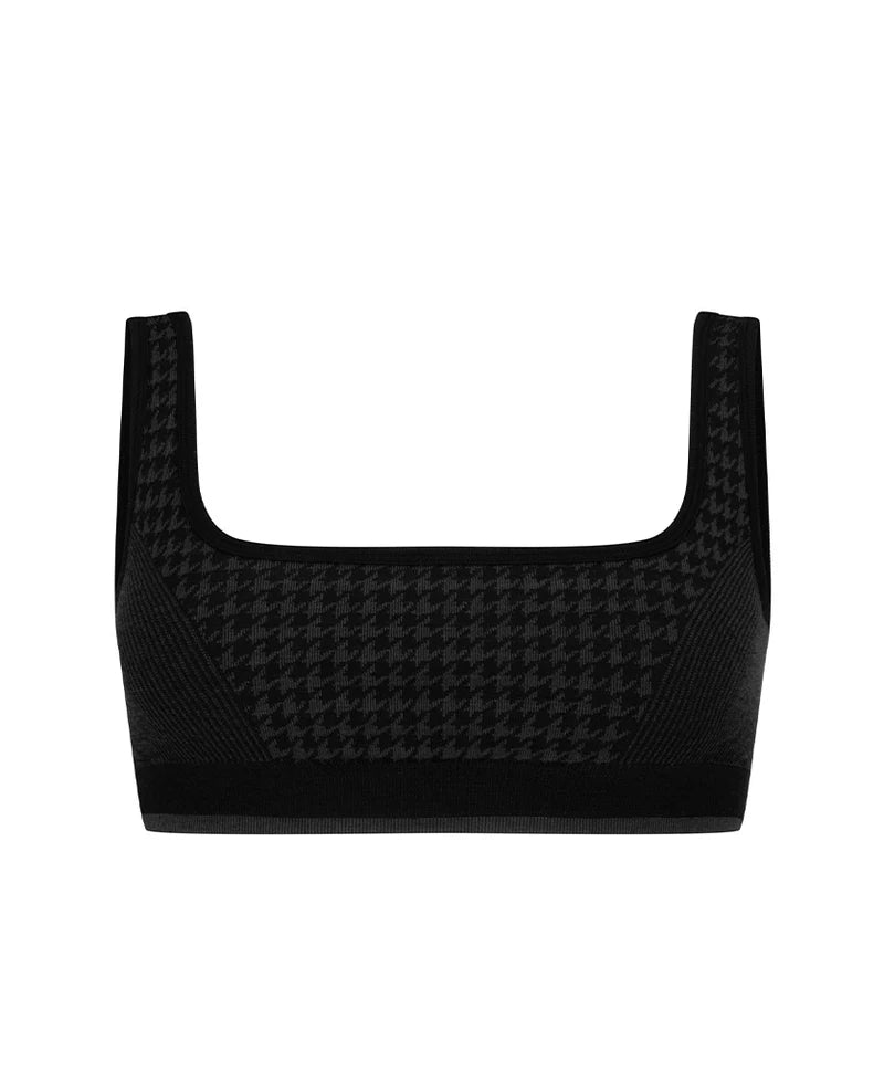HOUNDSTOOTH WOOL BRALET | BLACK