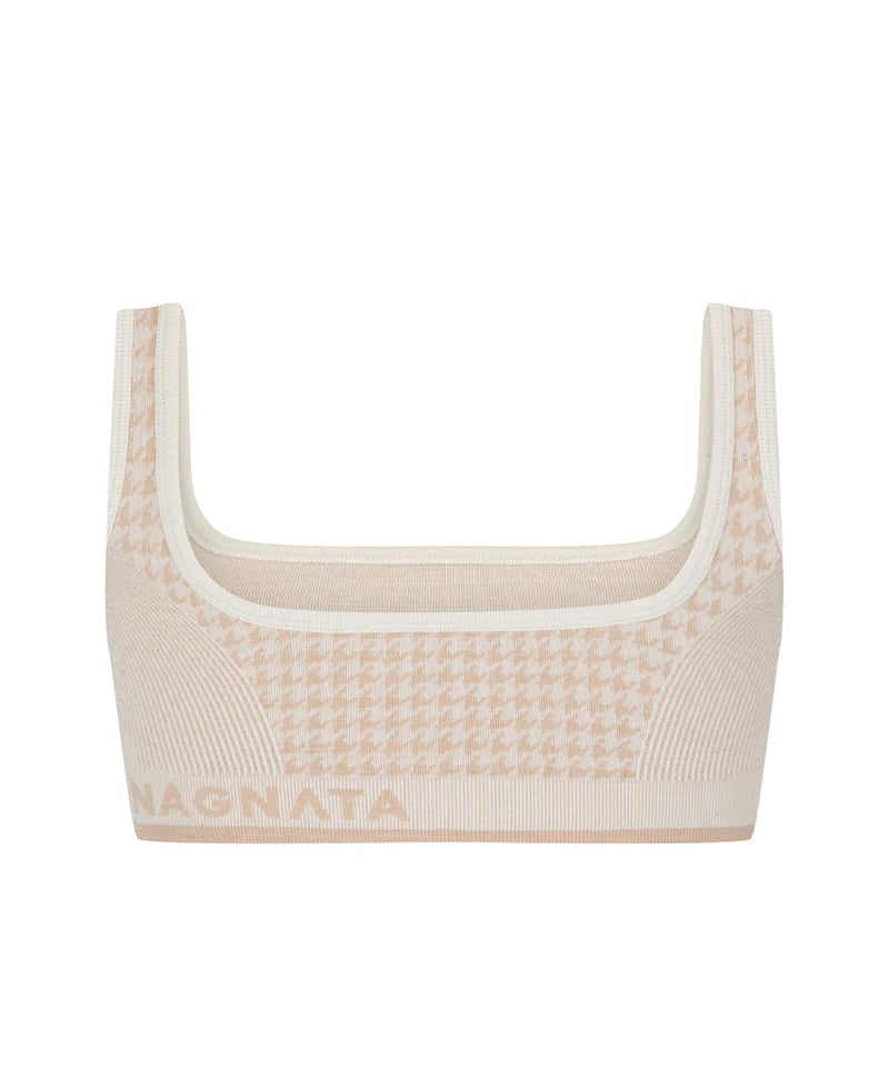 HOUNDSTOOTH WOOL BRALET | BONE WHITE