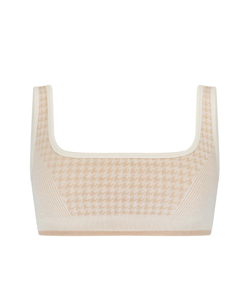 HOUNDSTOOTH WOOL BRALET | BONE WHITE