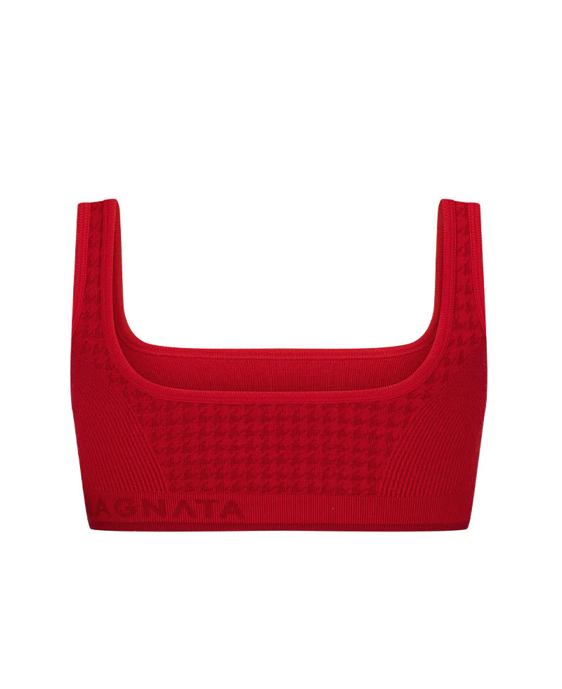 HOUNDSTOOTH WOOL BRALET | CRIMSON