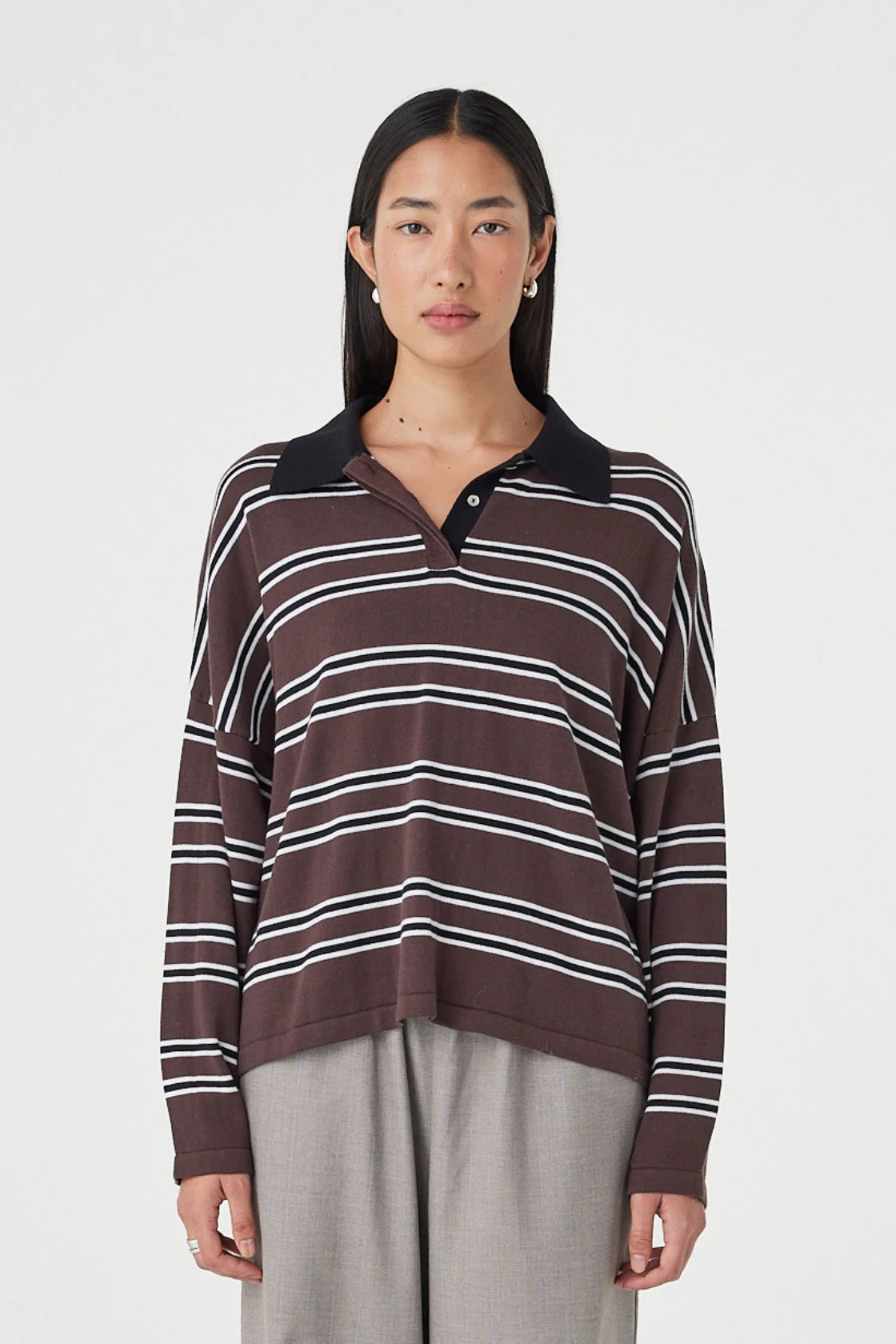 RAYNE KNIT JERSEY | ESPRESSO, BLACK & CREAM STRIPE
