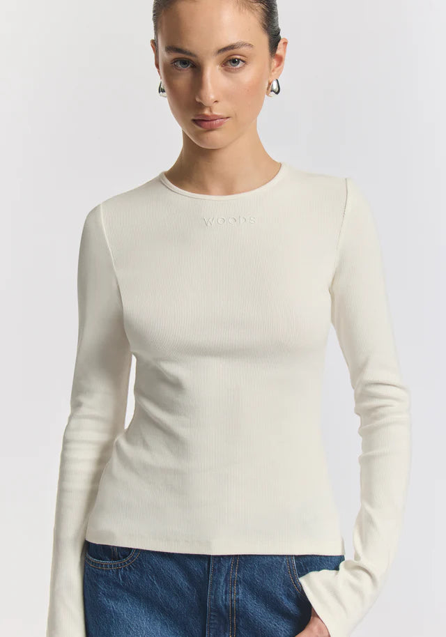 WOODS RIB LONGSLEEVE TEE | IVORY