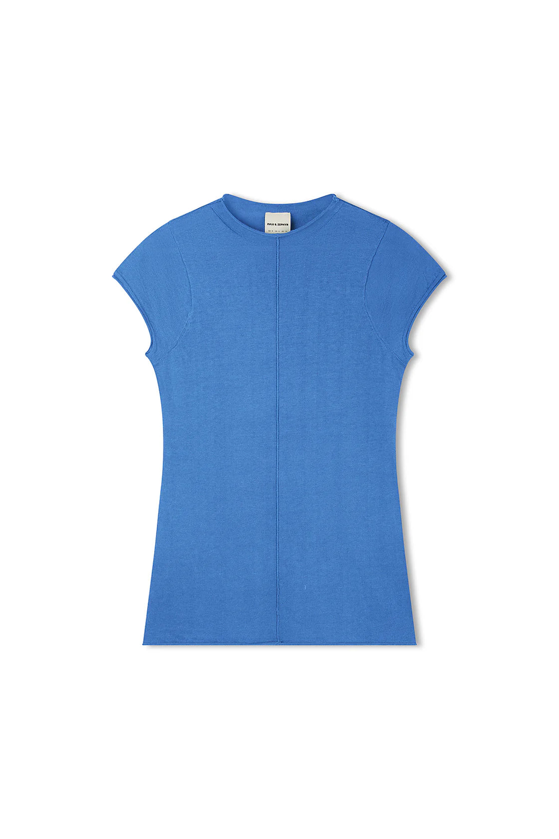 OCEAN BLUE COTTON BLEND KNIT TOP