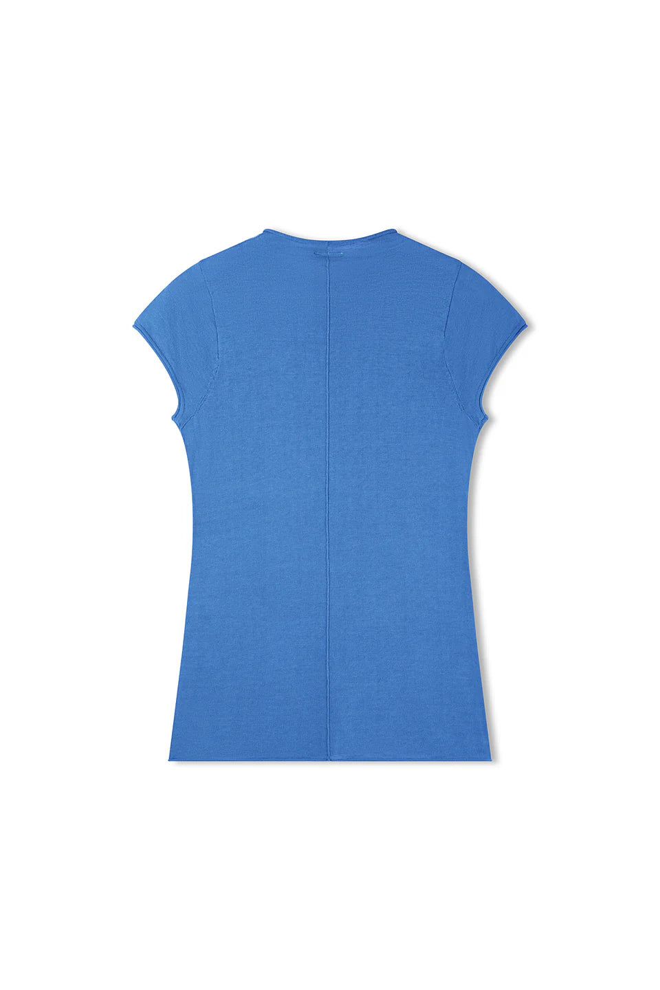 OCEAN BLUE COTTON BLEND KNIT TOP