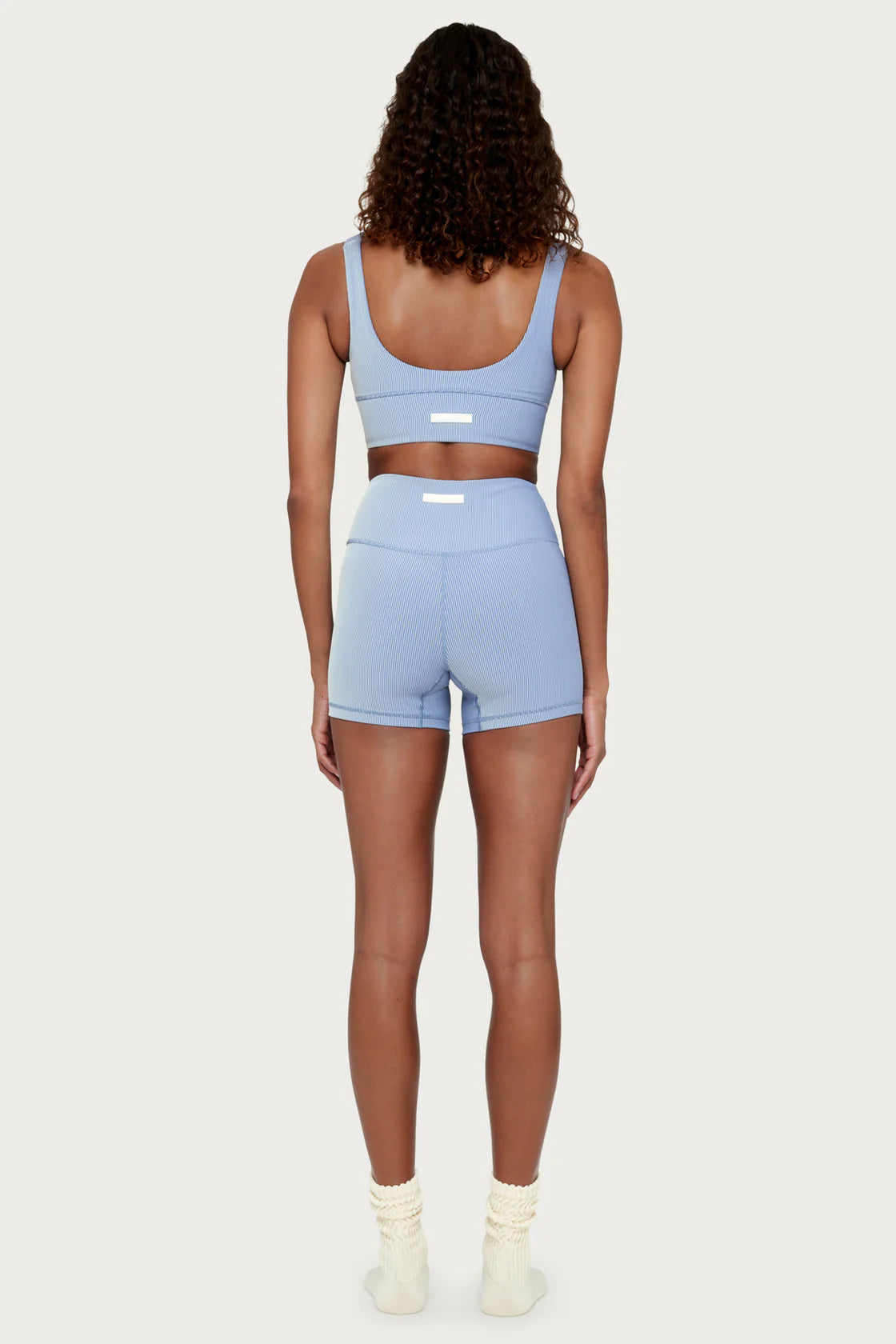 STRIPE RIB 4 INCH BIKE SHORT | DENIM BLUE