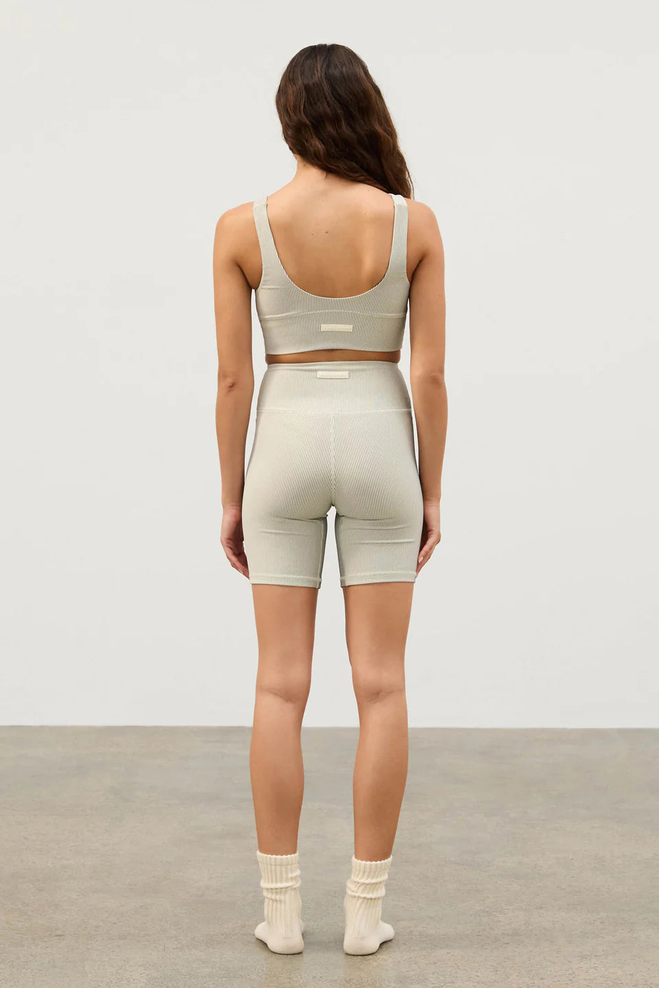 STRIPE RIB 7 INCH BIKE SHORT | COCONUT