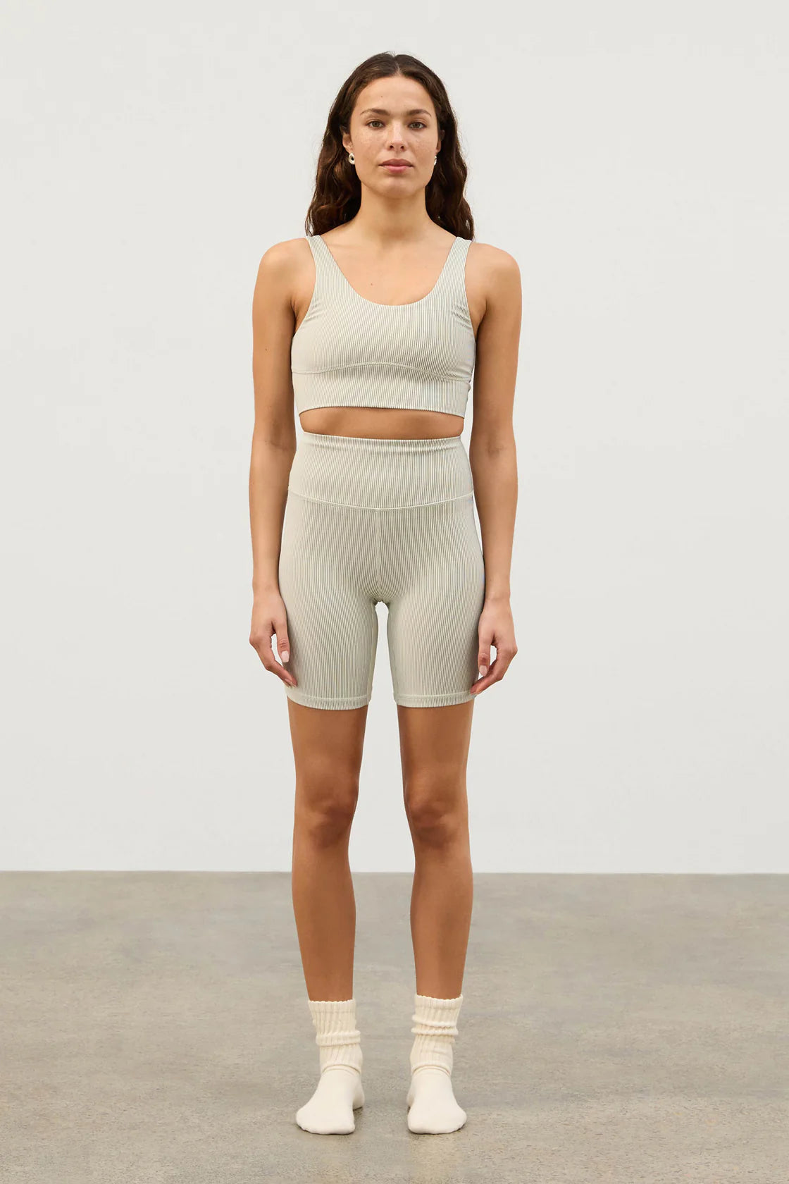 STRIPE RIB 7 INCH BIKE SHORT | COCONUT