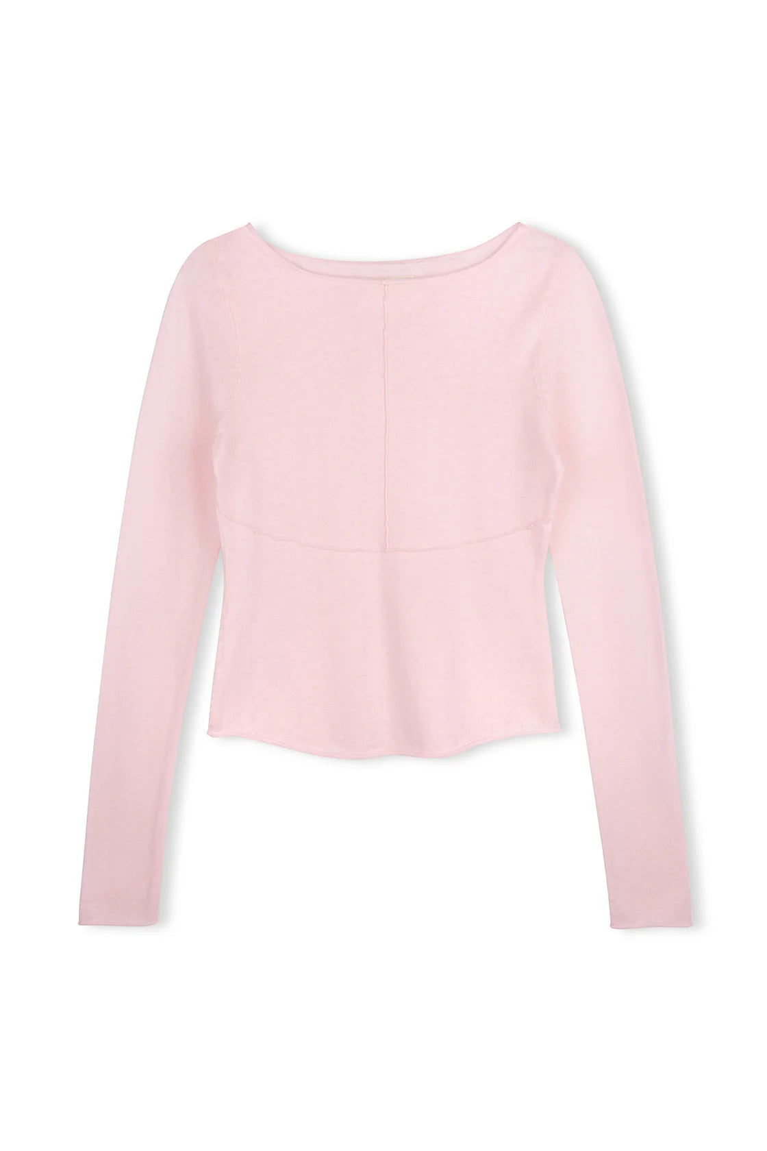 PANELLED LONG SLEEVE KNIT TOP | SOFT PINK