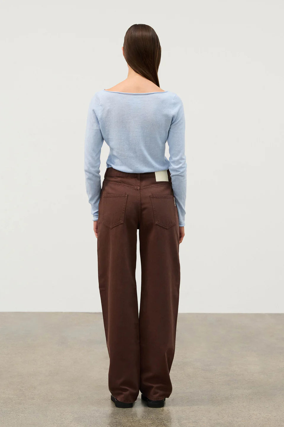 PANELLED LONG SLEEVE KNIT TOP | POWDER BLUE