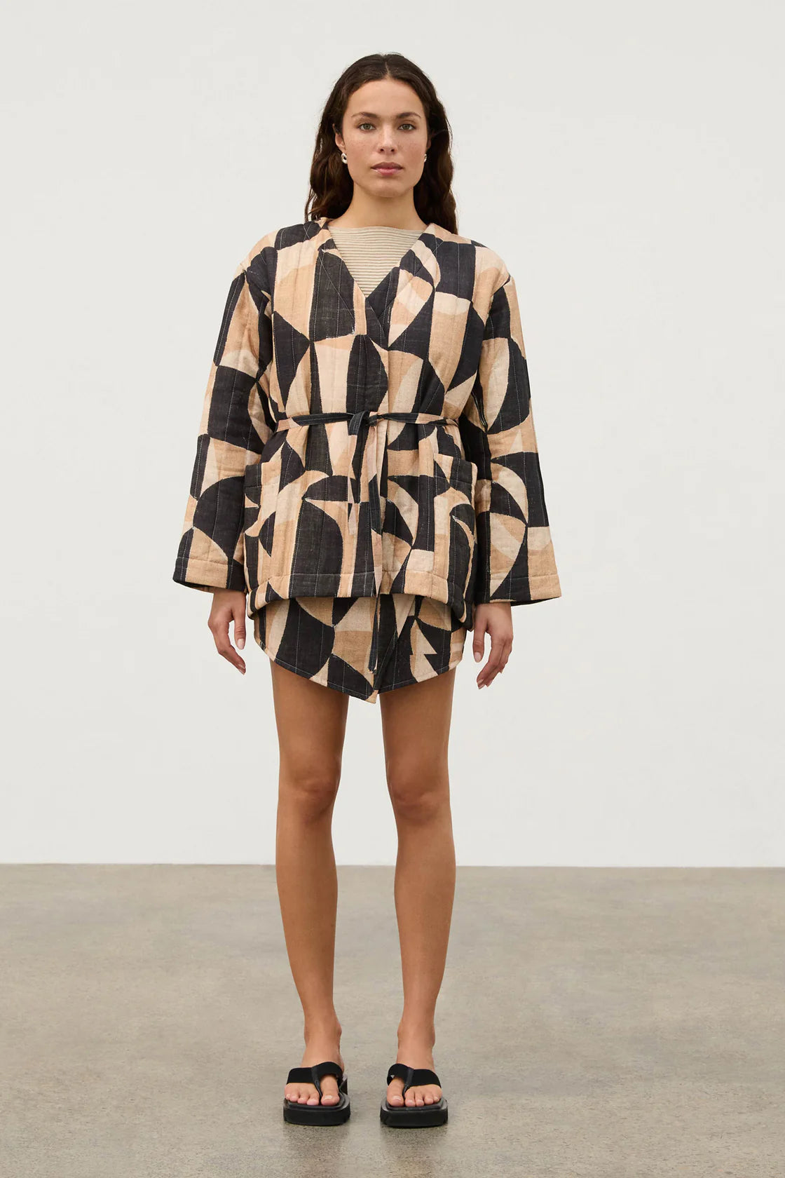 MOSAIC QUILTED LINEN BLEND REVERSIBLE JACKET
