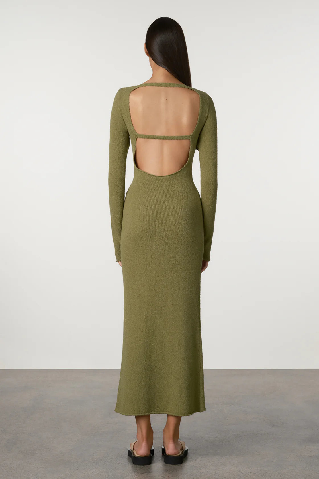 TEXTURED KNIT DRESS | OLIVE