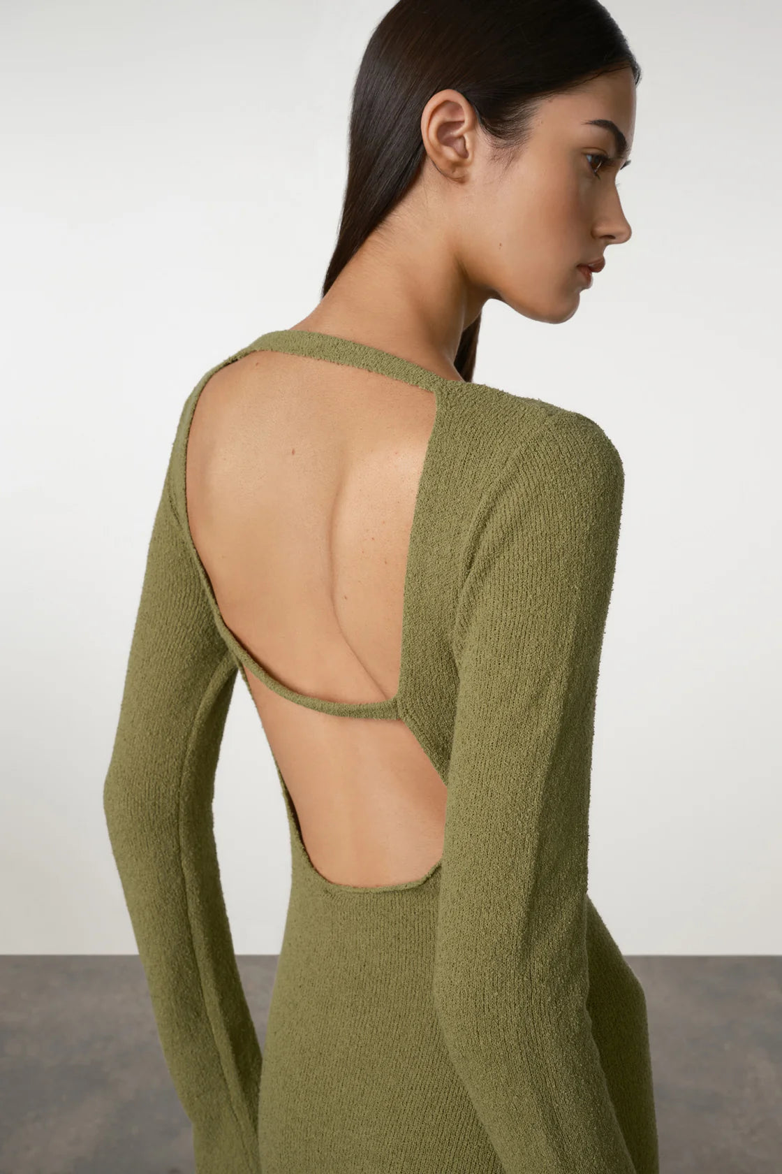 TEXTURED KNIT DRESS | OLIVE