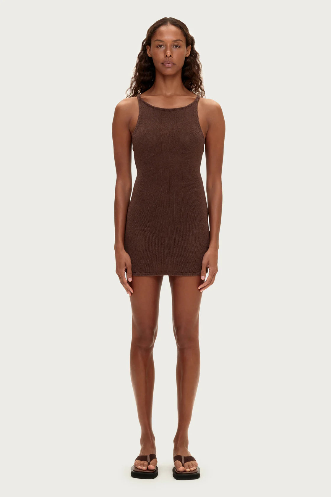 TEXTURED KNIT DRESS | CHOCOLATE
